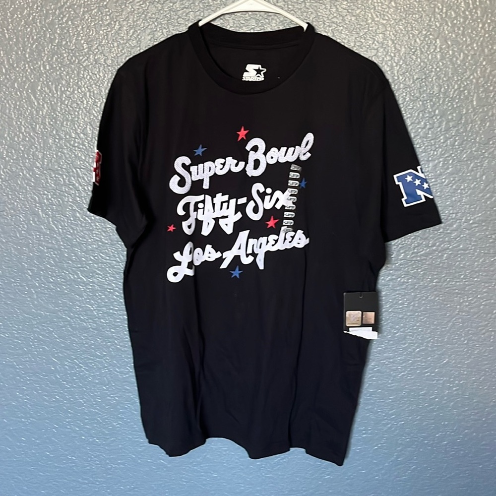 || Starter|| Super- Bowl 56 Los Angeles NWT embroidered Size Large short sleeve